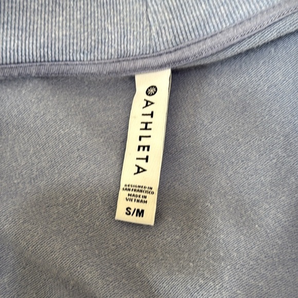 Athleta Lotus Wrap Textured Cardigan Heather Blue Open Front Sweater Size S/M - Picture 8 of 9